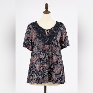 Catherines Navy and Pink Paisley Blouse